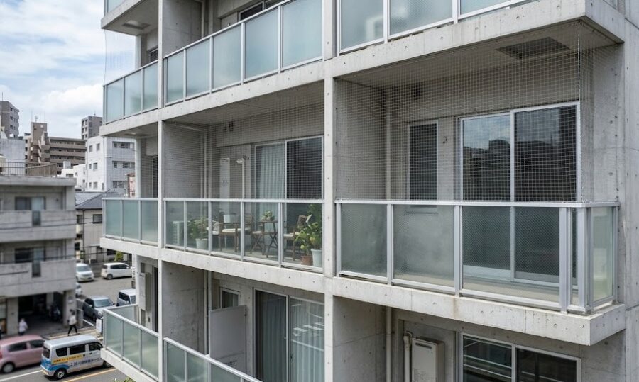 外観を損なわない目立たない防鳥ネットの施工完了写真