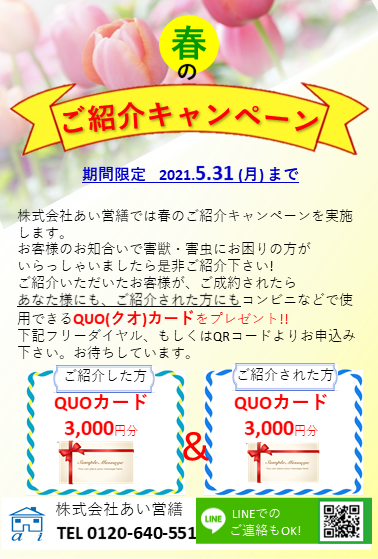 弊社お客様へ【春のお客様ご紹介キャンペーン】のお知らせ