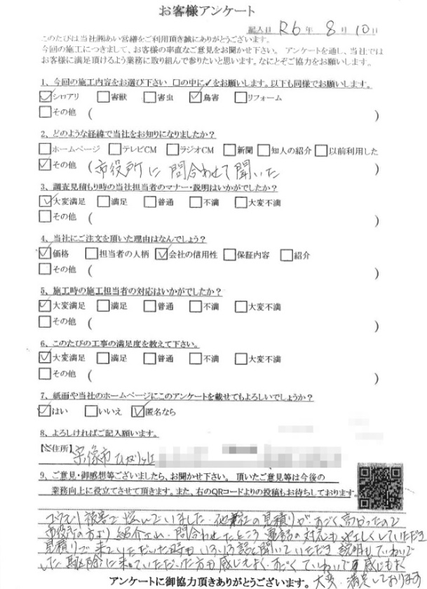 鳩駆除　口コミ