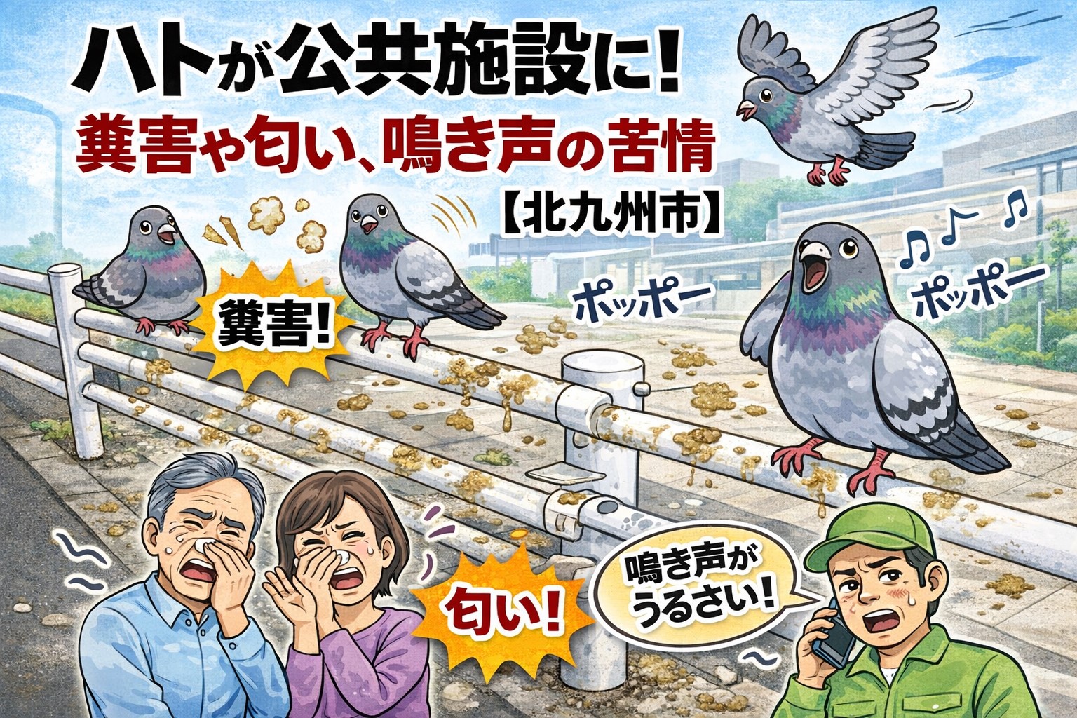 ハト　公共施設　北九州市