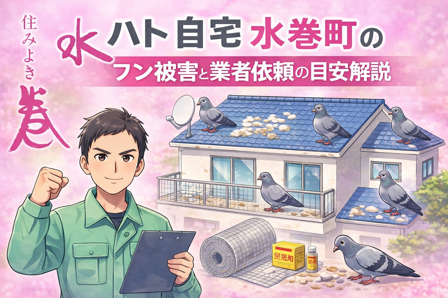 ハト 自宅 水巻町のフン被害と業者依頼の目安解説