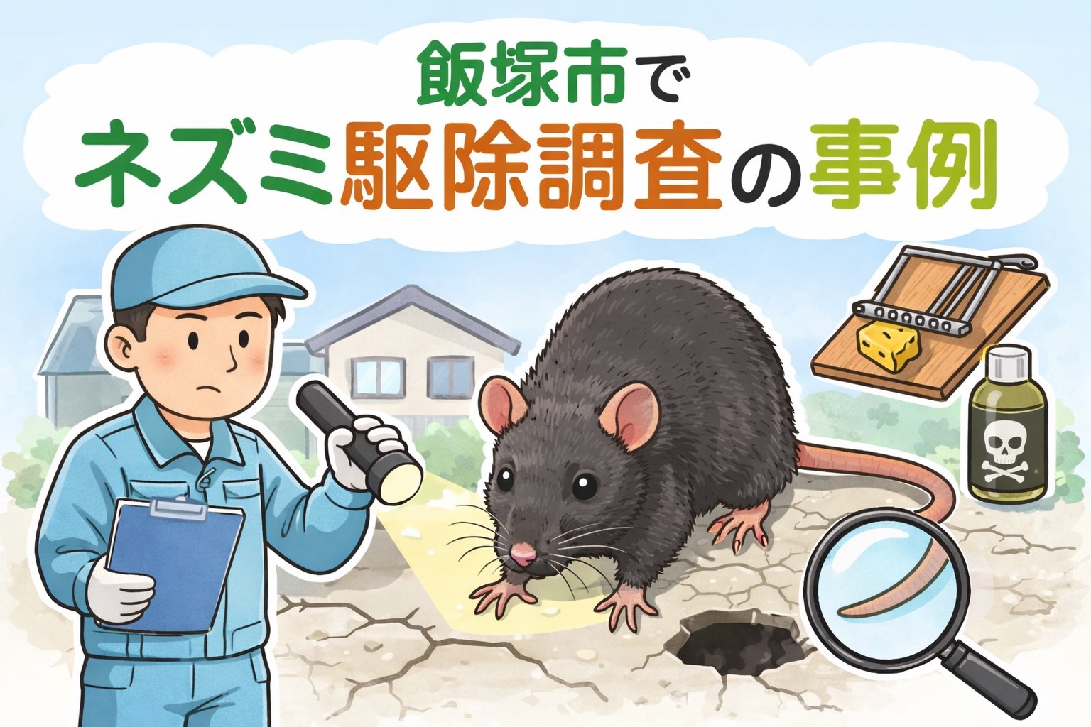 飯塚市でネズミ駆除調査の事例