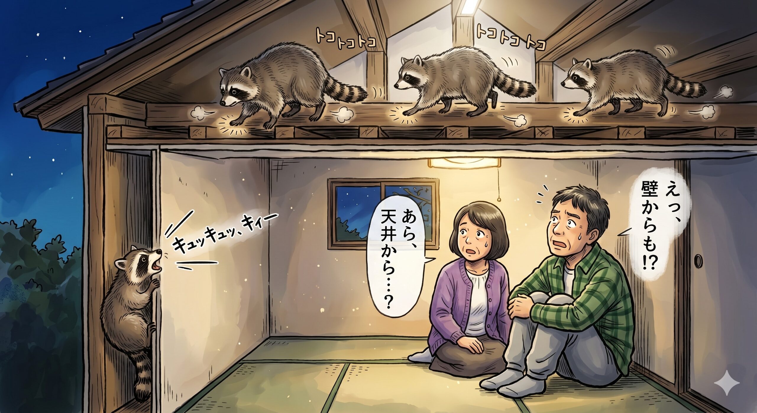 アライグマ侵入　小倉