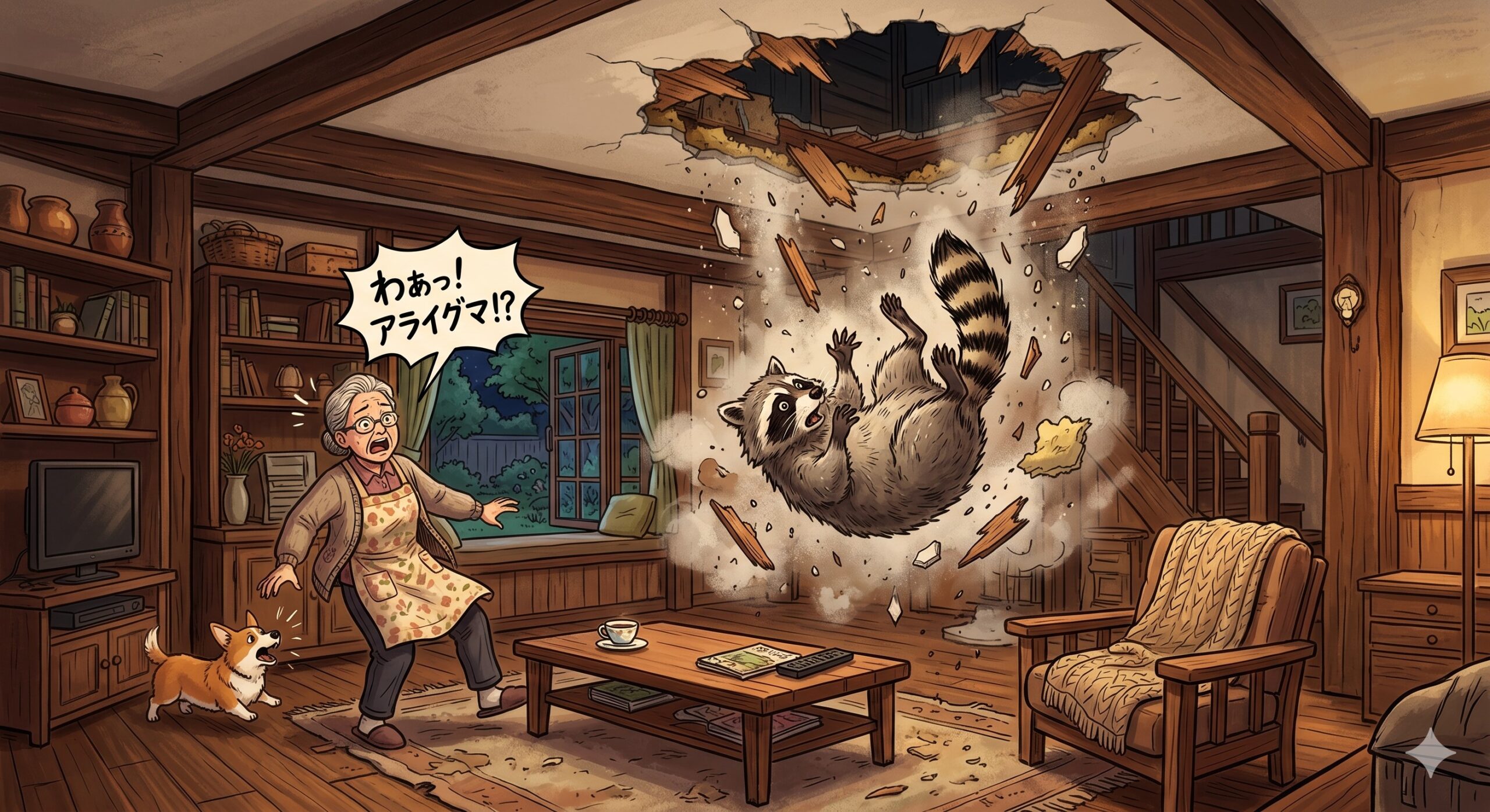 アライグマ侵入　新宮町