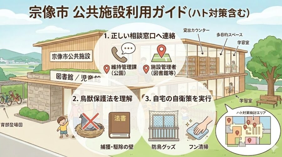 ハト 公共施設 宗像市