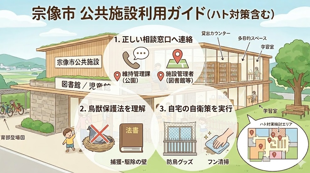 ハト 公共施設 宗像市