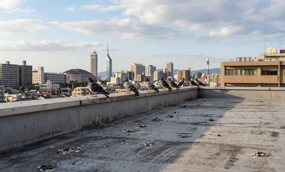 ハト 事務所 屋根 福岡市東区