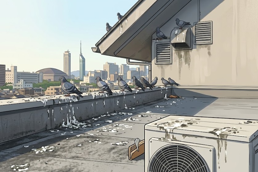 ハト 事務所 屋根 福岡市東区