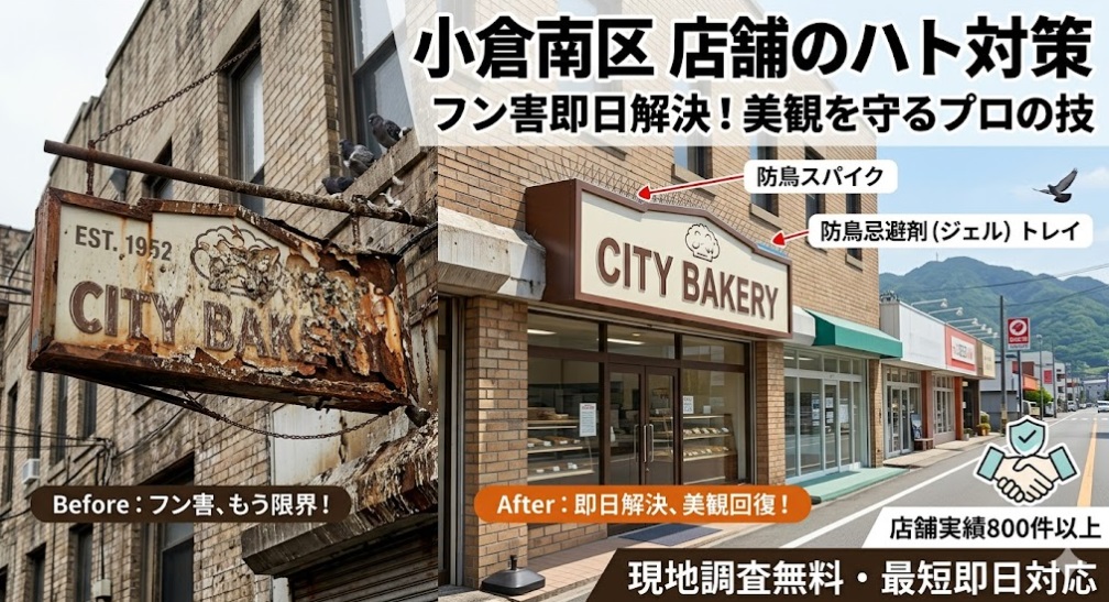ハト お店 フン 小倉南区