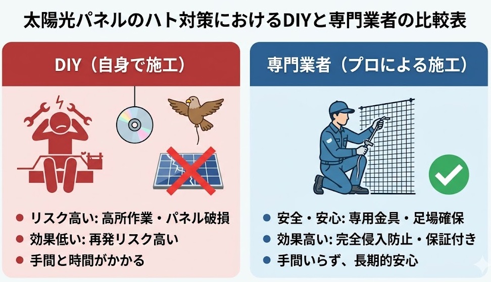ハト 太陽光パネル 福岡市東区