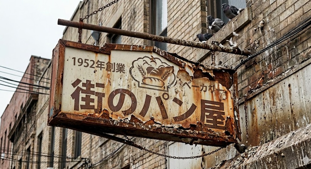 ハトのフンによる店舗看板の腐食と被害状況