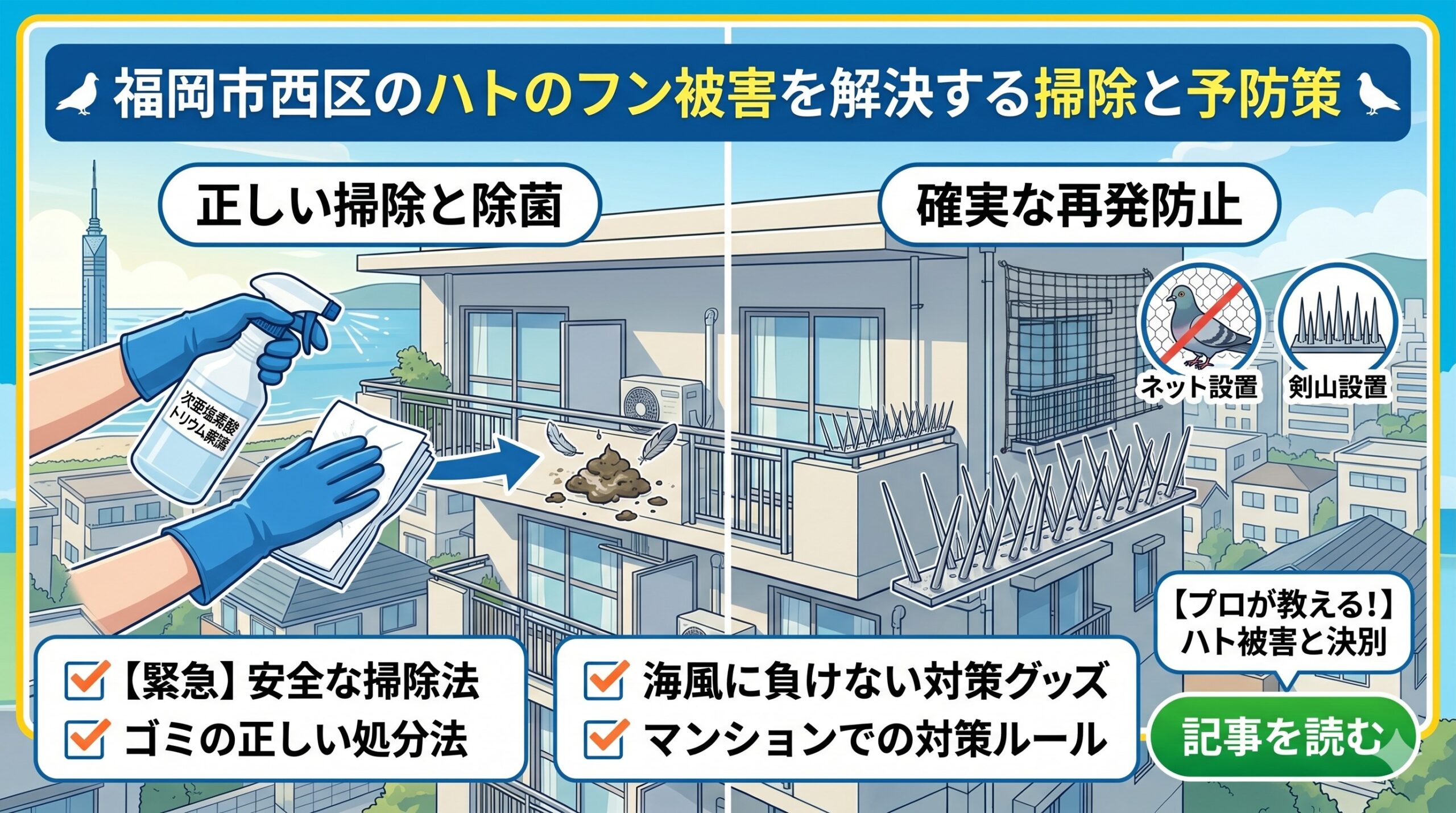 ハト フン 福岡市西区