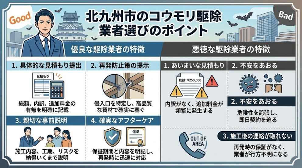 評判の良いコウモリ駆除業者の見極め方