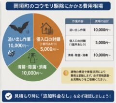 岡垣町でのコウモリ駆除費用の相場と内訳