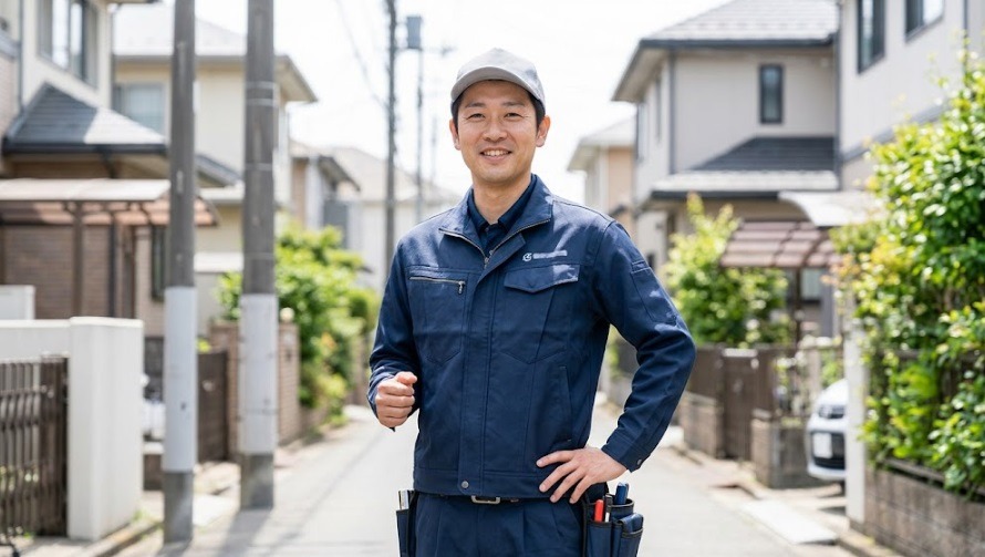 安心して依頼できる、清潔感のあるプロの男性害獣駆除スタッフ