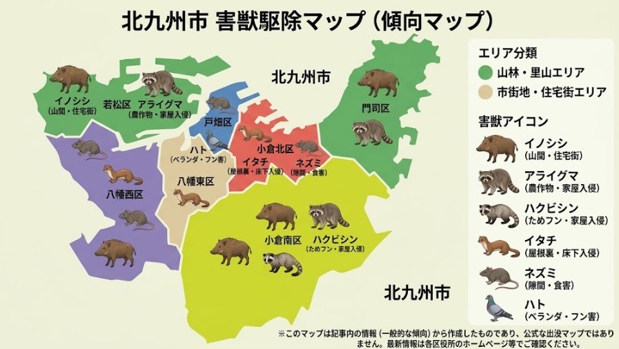 北九州市 害獣駆除マップ