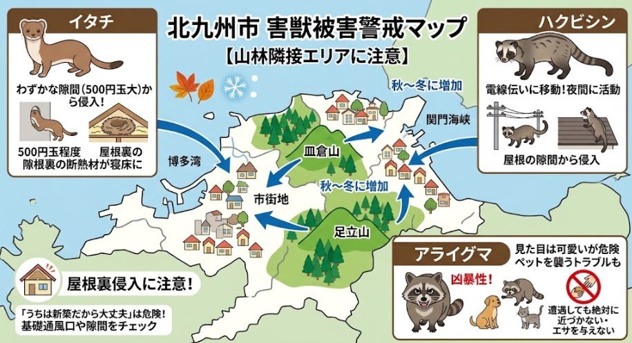 北九州市の害獣駆除マップ