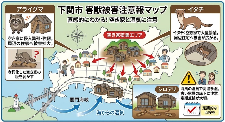 下関市の害獣駆除マップ