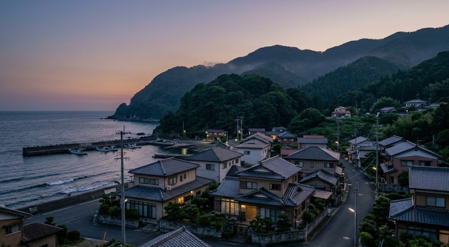 門司駅周辺の海と山が近い自然豊かな住宅街の風景