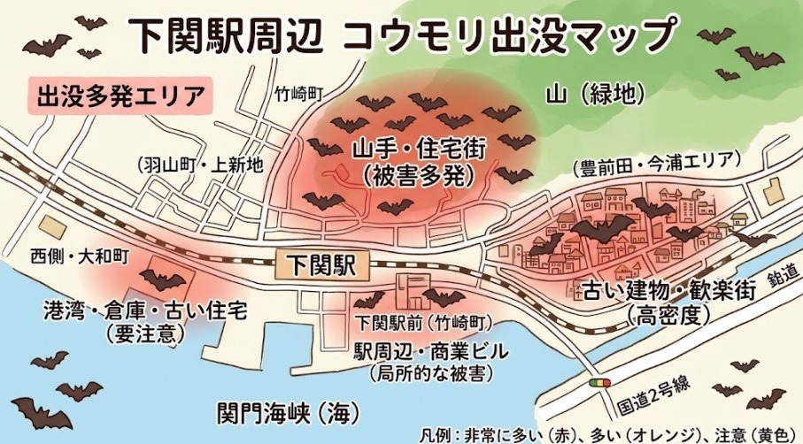 下関駅周辺のコウモリ駆除
